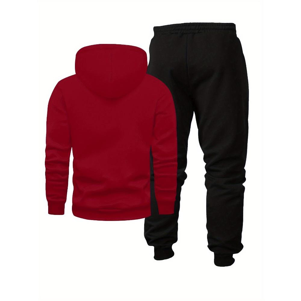 Men's Vacation Style Printed Sportswear and Pants Set, Casual Sportswear Drawstring Pants Set, Autumn and Winter Men's Outdoor 2 Piece Set