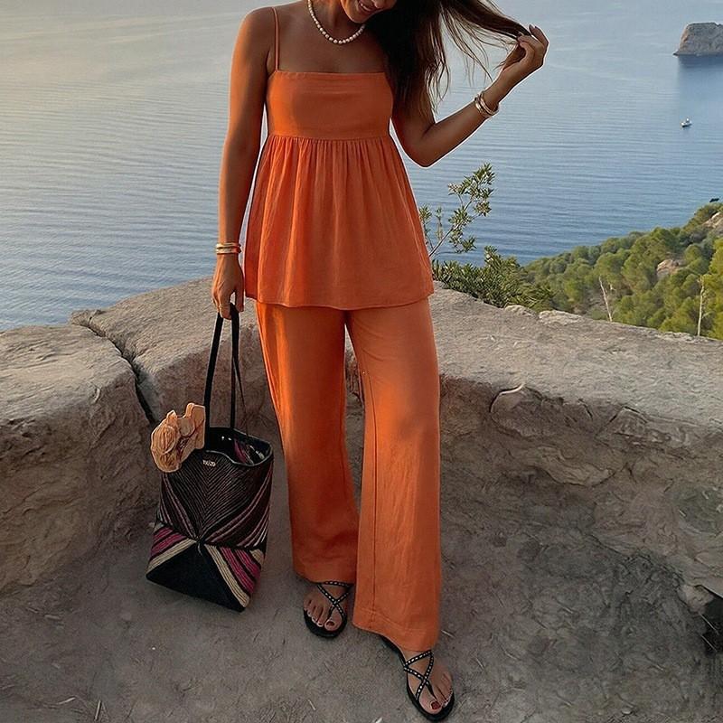Women s Dress Set Fashionable Loose Solid Color Two-piece Casual L
