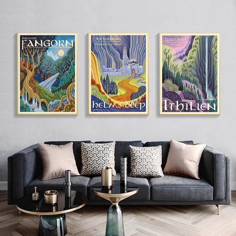 Middle Earth Landscape Lotr Posters Prints Tolkien Wall Art Canvas Painting Wall Pictures Travel Gift For Living Room Home Decor