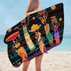 African Woman Beach Towel Bathroom Quick Dry Desert Geometric Sunblock Artworks Exotic Adult Towel for Yoga Camping Gym Hotel