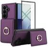 Fashion Solid Color Leather Phone Cover for Samsung Galaxy Z Fold7/Z Fold6/Z Fold5 with 360 ° Rotating Stand