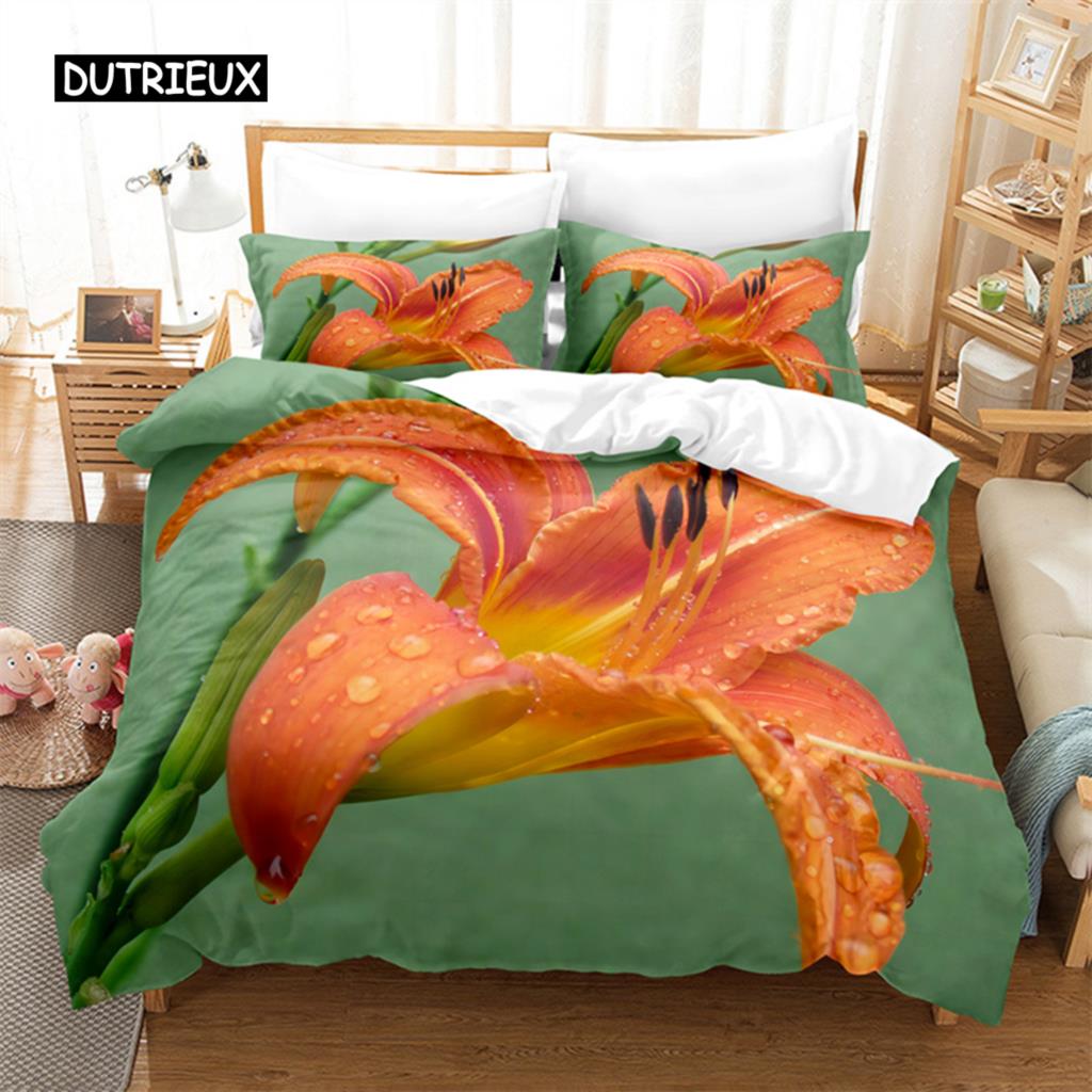 Yellow Flowers  Queen Size Bed Ensemble Comforter Cover Sets Bedding Digital Printing Bed Linen King Size Size Comforter Cover Kit Bed Ensemble
