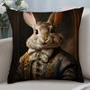 Retro Rabbit Portrait Pillow Case Short Plush Pillow Covers Sofa Decorative Gift Home Double-Sided Printing Cushion Cover