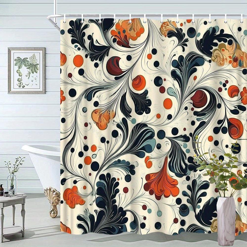 

1Pc Floral Shower Curtain Pink Color Animal Fun Design Vivid Color Contrast Bathroom Decor Polyester Fabric Includes 12 Hooks W60H190(CM)-1 Pcs