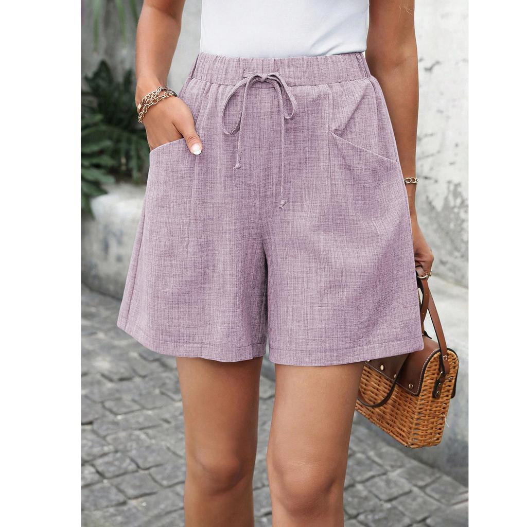 Women's Drawstring Shorts Elastic Waist Lightweight Summer Casual Short With Pockets