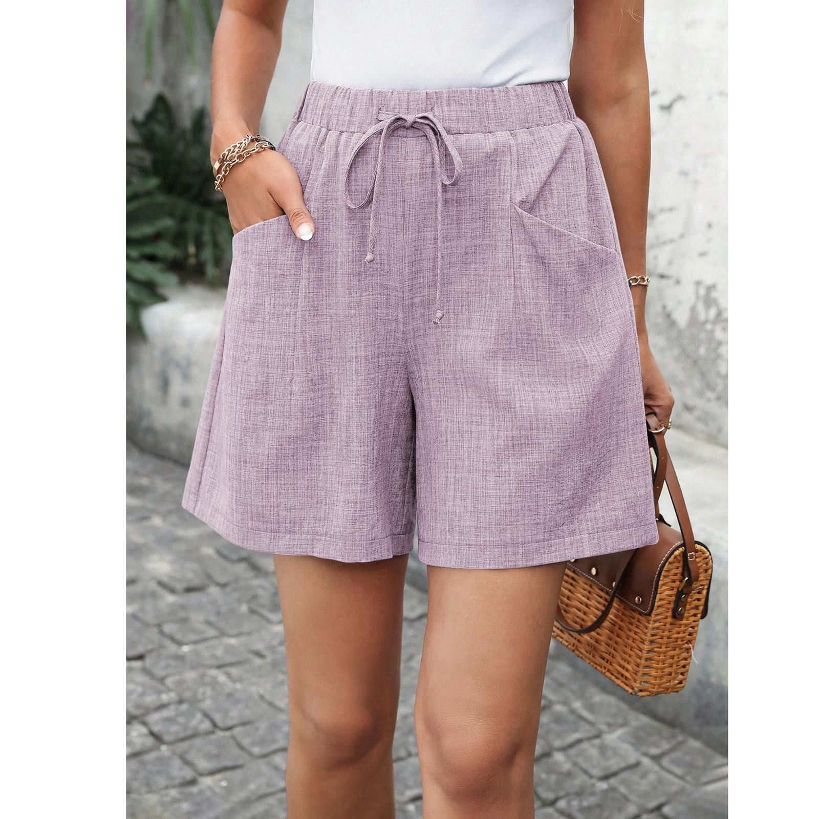 

Women s Drawstring Shorts Elastic Waist Lightweight Summer Casual Short With Pockets XL рожевий