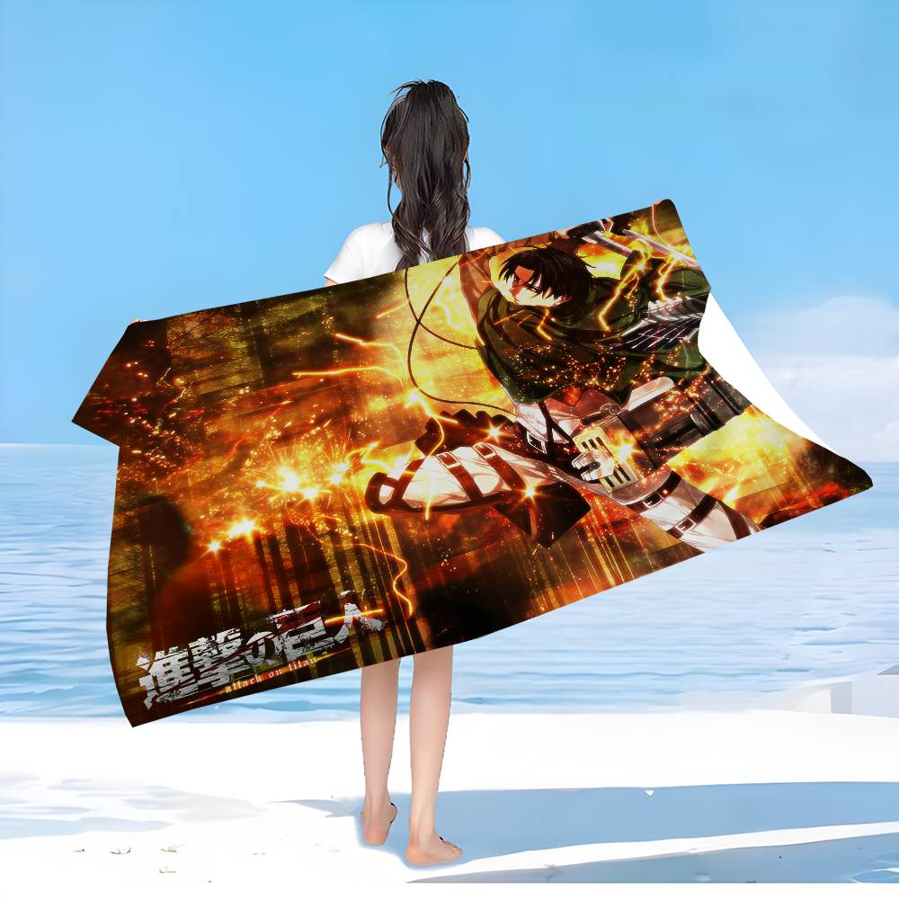 1pc Classic A-Attack O-On T-Titan Microfiber Beach Towel Absorbent Quick Dry Soft Yoga Swimming Resort Mountain Climbing Towel