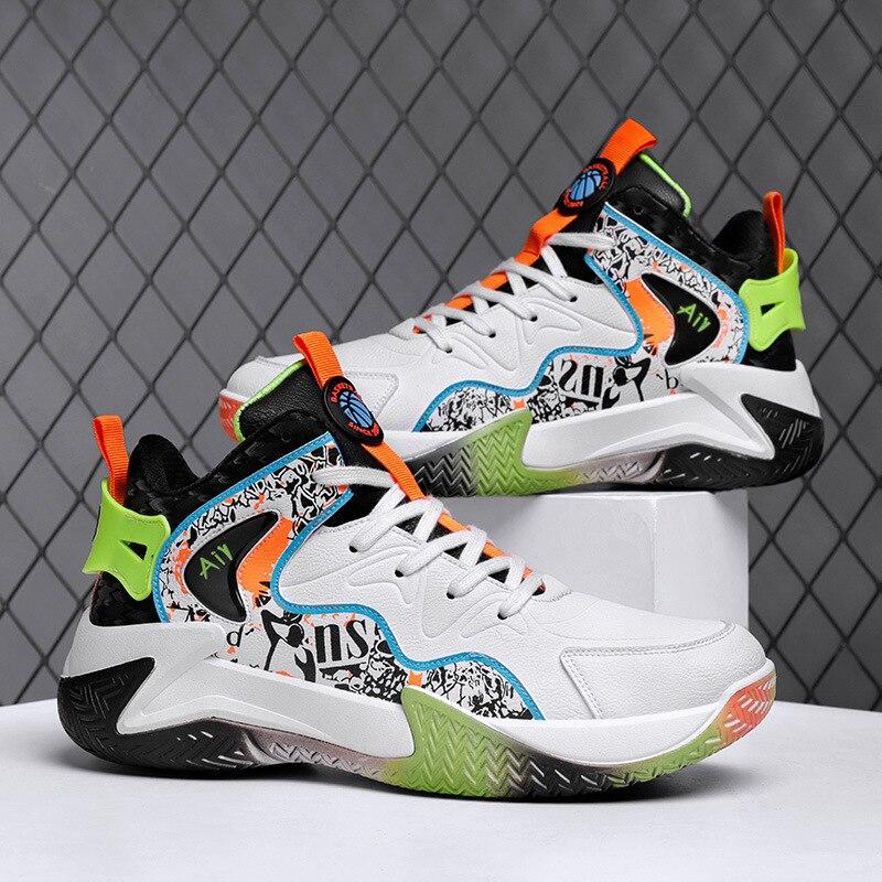 

Autumn And Winter Models Plus Velvet Thick Basketball Shoes Rubber Sole Non -Slip Fashion Sports Shoes Leather Running Shoes