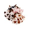Women's Korean Fashion Cow Print Plush Bucket Hat for Autumn & Winter - Thick Warm Horn Fisherman Style