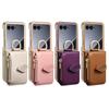Luxury Zipper Leaf Magnetic Ring Holder Mirror Cards Solt Leather Phone case For Motorola Razr 60 50 Ultra Shockproof Cover