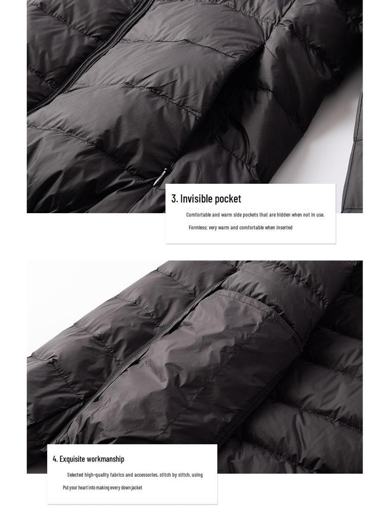 Women's Lightweight Black Down Jacket 2025 - Small Size, Short, Thin Inner Layer, Stand-Up Collar for Middle-Aged Women