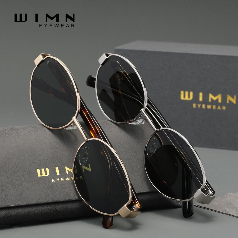 Genuine WIMN Oval Sunglasses For Men Women Polarized UV400 Retro Alloy Frame Anti-glare Glasses Driving Accessory Eyewear