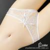Koreańskie koronkowe przezroczyste stringi bez krocza: Seksowne, niskie w pasie, przewiewne, urocze siateczki z kokardką.