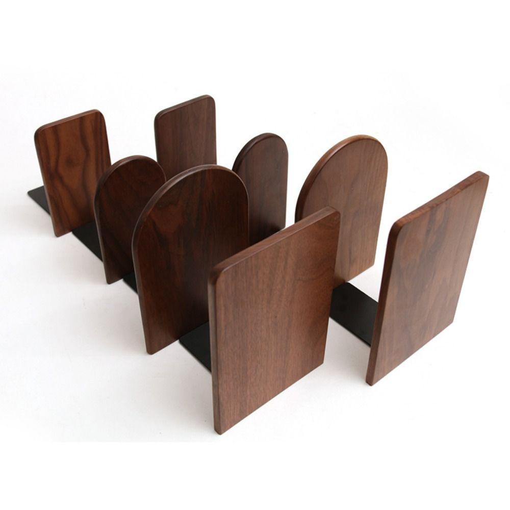 Beech Walnut Nature Wooden Bookends Display Holder Book Support Rack  Desk Storage