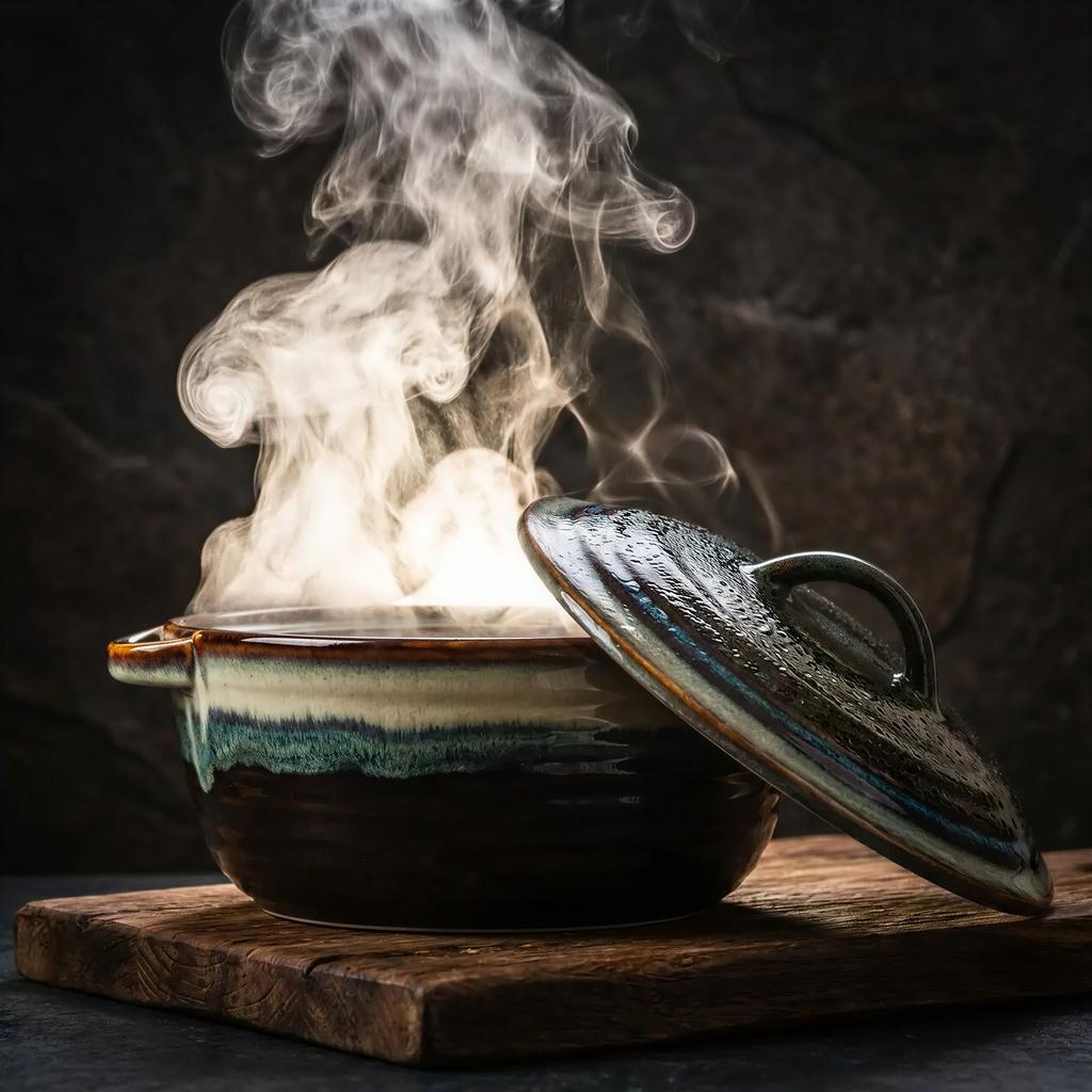 2L POT, HEAT-RESISTANT DISH WITH LID, BREAD 23 Cm, CERAMIC VASE