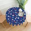 Round Tablecloth Star Patterned Polyester Fabric with Decorative Border for Dining Parties and Events Use