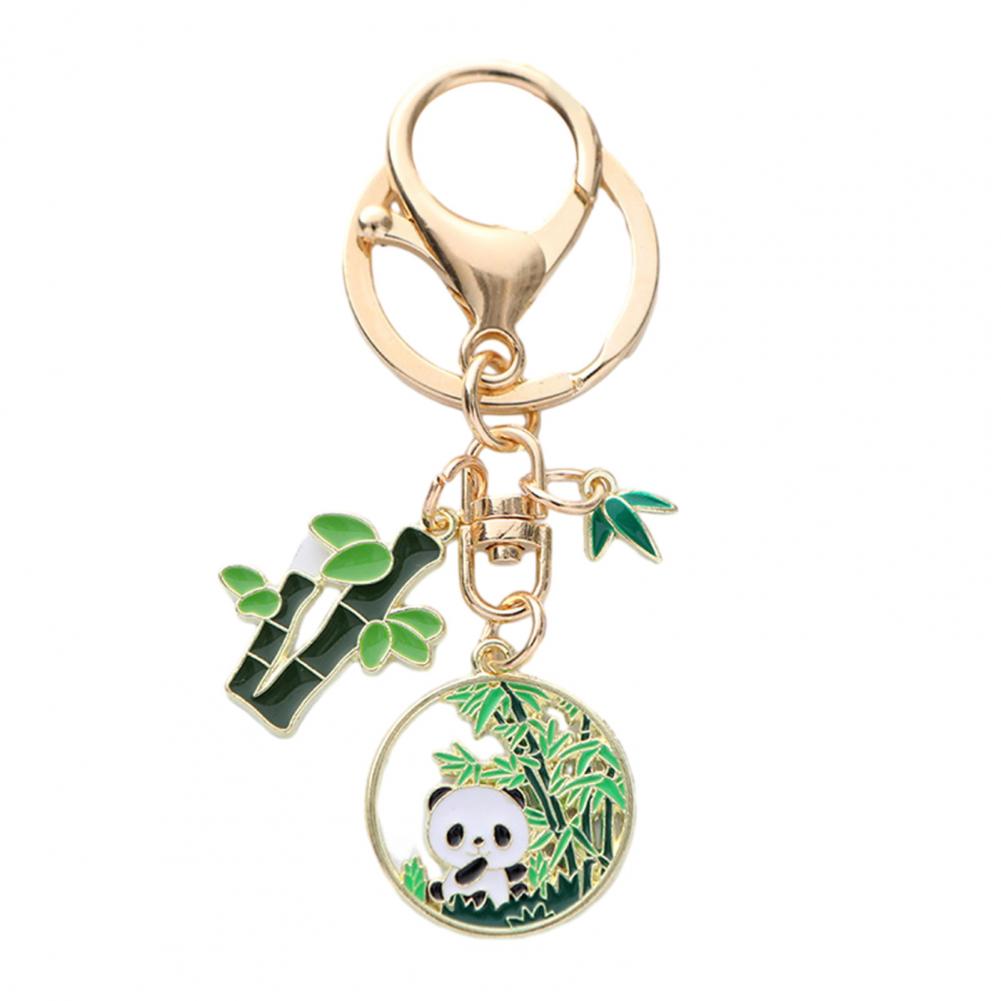 New Year Keychain Panda Bamboo Wreath Pendant Polished Lobster Clip Lightweight Shoulder Bag Schoolbag Decoration Pendant Keyrin