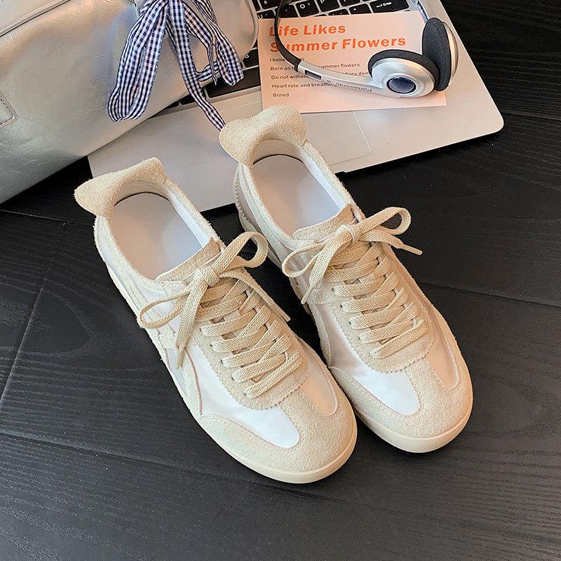 

Перший шар коров ячої шкіри + дихаюча сітка з крижаного шовку, ретро німецькі тренувальні туфлі, жіночі нові повсякденні туфлі на шнурівці, спортивні кеди для скейтборду 40 хакі