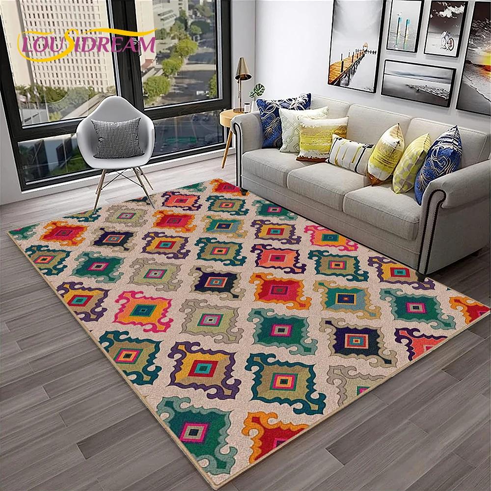 Turkey Bohemian Persian Flower Carpet Rug for Home Living Room Bedroom Sofa Doormat Kitchen Decor,Area Rug Non-slip Floor Mat