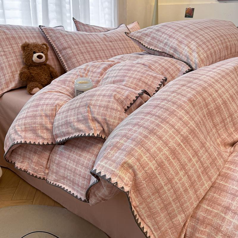 Gebürstetes Verdicktes Baumwoll-Bettwäsche-Set - Herbst & Winter Bettbezug, Laken für Wohnheime