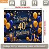 2D plane party banner 2D plane banner 1 piece of polyester background fabric 40th birthday navy blue and gold balloons