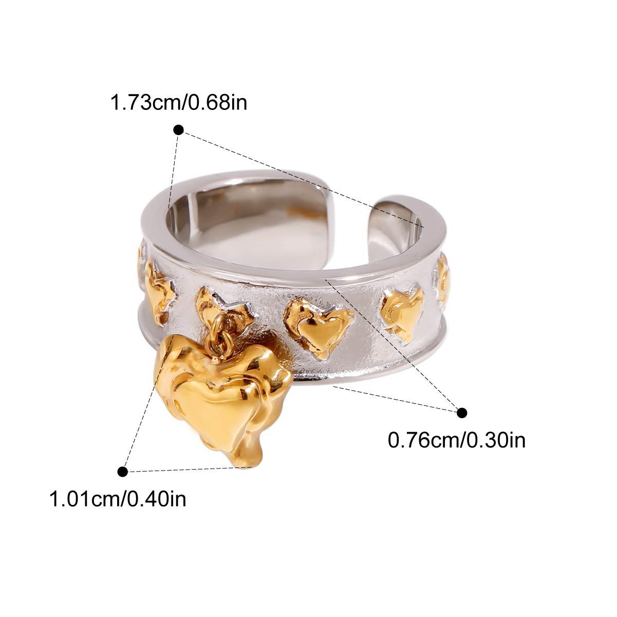 Yori Distinctive Glossy Stainless Steel Metal Heart Cast Ring Hypoallergenic Texture Geometric Minimalist Jewelry Gift 6