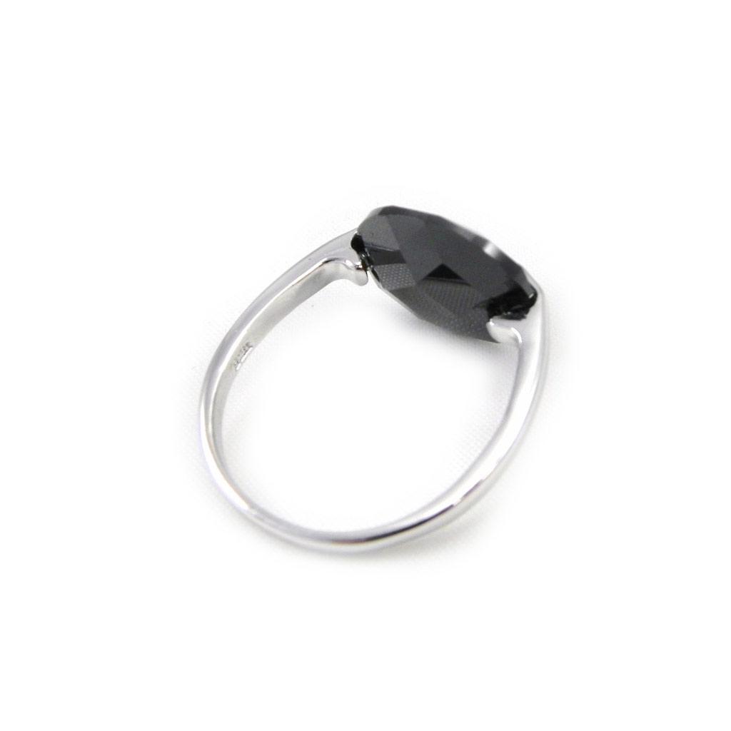 Silver Ring 'Linda' Black Silver (rhodium Plated) - 14x12 Mm