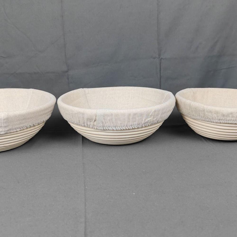 Round Bread Proofing Basket Linen Lining Bread Fermentation Dough Rising Rattan Basket 6 Sizes Handmade Sourdough Proofing Baske