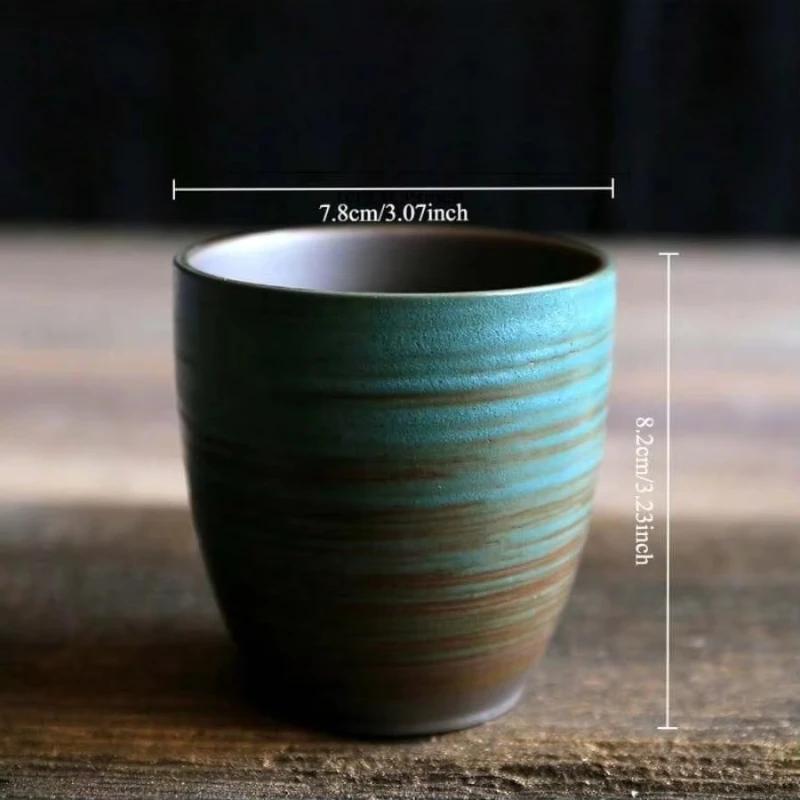 

Hand-Painted Stoneware Tea Cup - Vintage Kiln Glaze Ceramic Mug for Coffee/Tea, Durable & Unique Home/Office Use 210-350ml