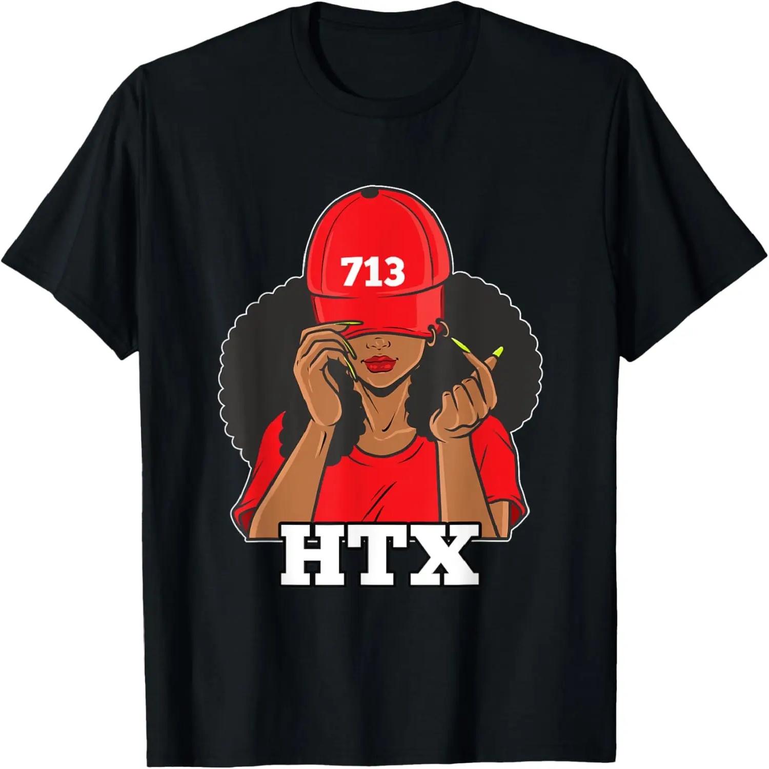 713 Houston Texas Black Woman Afro Puffs T-Shirt S чёрный