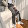 Men Suit Pants Wide Leg Loose Straight Elastic Waistband Formal Business Style Side Pockets Button Zipper Closure Solid Color Office Trousers