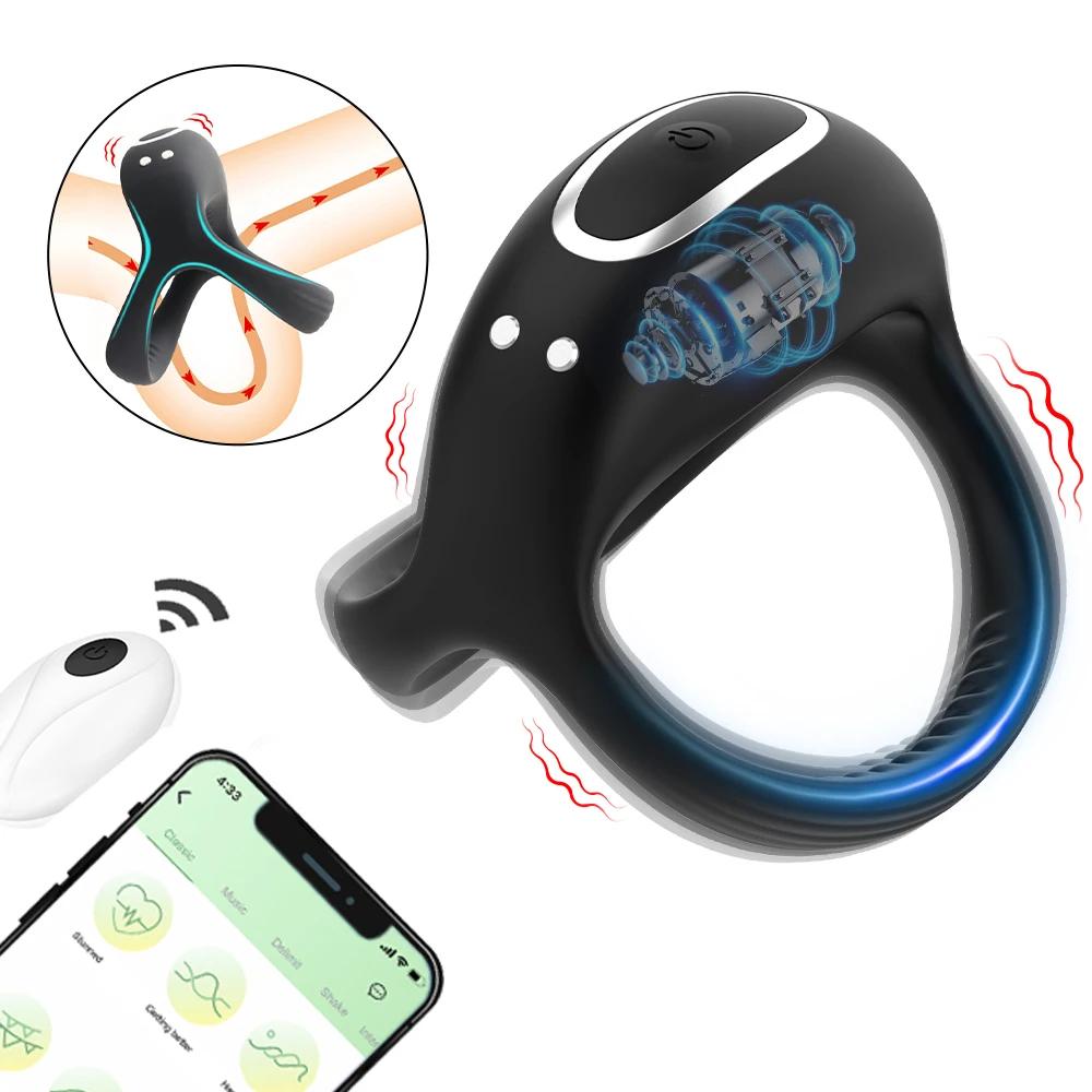 Vibrating Cock Ring for Men Silicone Penis Rings Intense Vibration Mens Vibrator Longer Harder Stronger Erection Adult Sex Toys