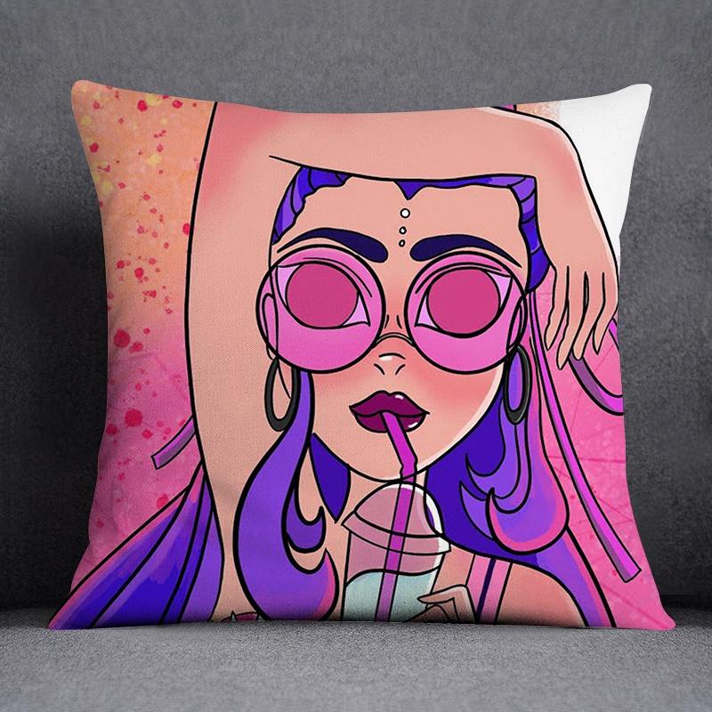 Painted Characters Collection Home Decor Pillowcases Square   Office Furnishings