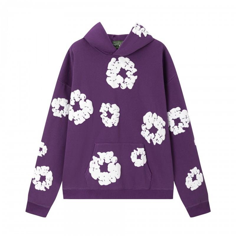 Completo Felpa con Cappuccio e Jogger Unisex Oversize con Stampa Floreale Fodera Calda in Pile Streetwear Invernale