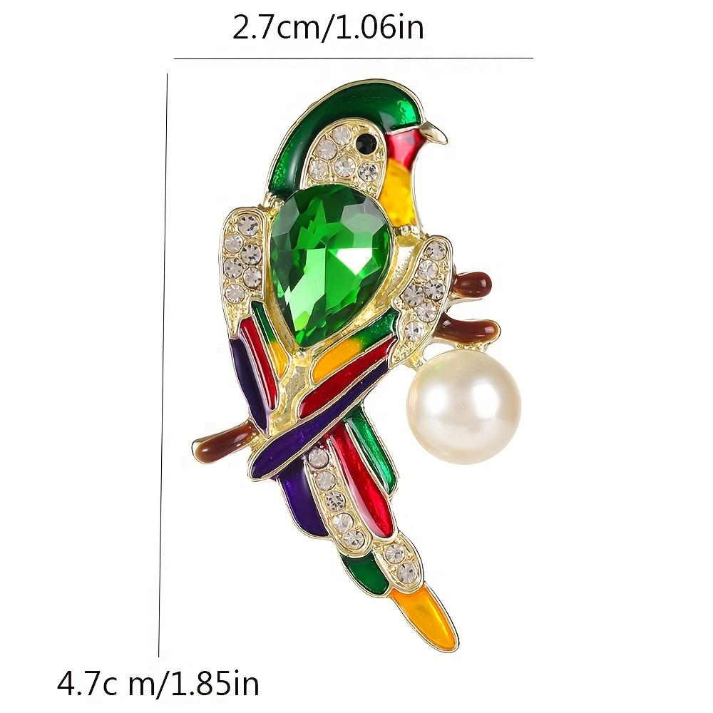 Elegant Parrot Bird Brooch Pin with Faux Pearl & Colorful Gemstones - Golden-Tone Luxury Animal Accessory, Sparkling Perfect for Daily Wear Parties