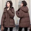 Waist hooded cotton clothes women's new medium and long loose thickened warm student winter coat tide