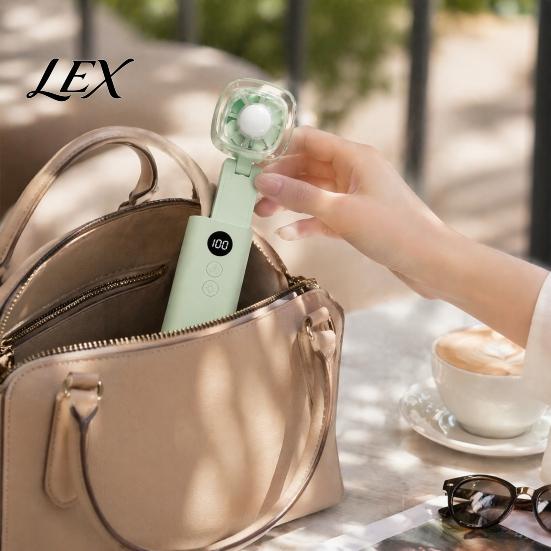 Camping Fan with LED Light Mini Handheld Fan, Foldable 2-in-1 Cooling Flashlight, 100 Speed Quiet Personal Adjustable, USB Rechargeable for