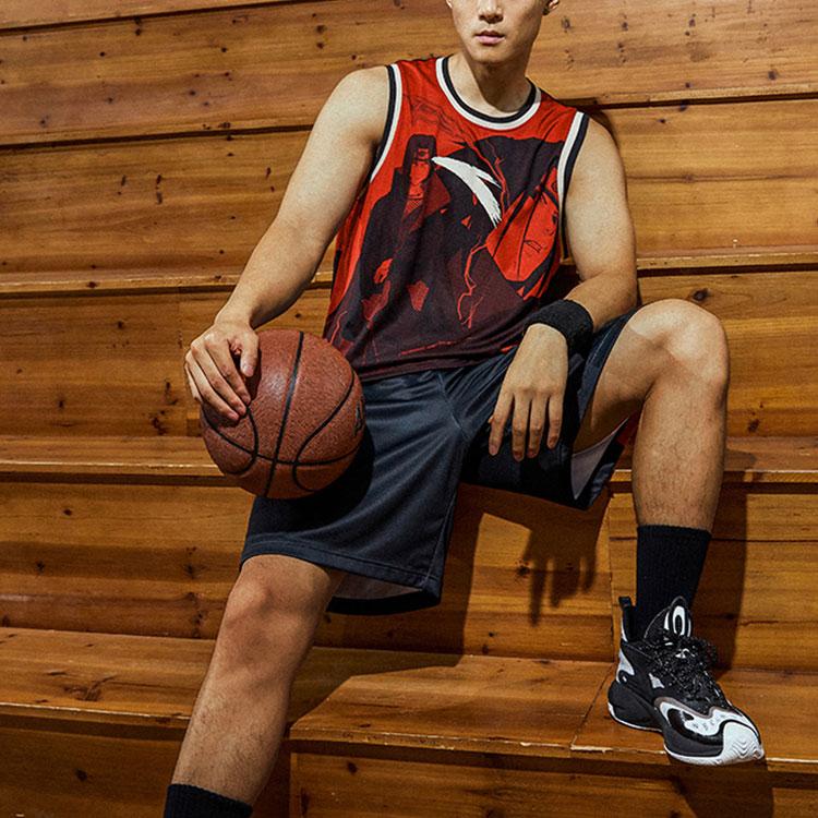 Anta X Naruto Collaboration Uchiha Itachi Print Loose Basketball Sports Vest Men Tops Red 152131217-1