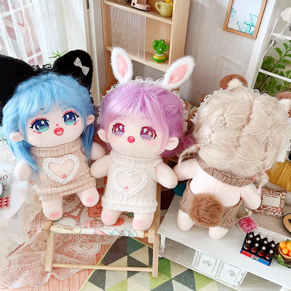 Niannyyhouse 20cm Plush Clothes, Cutout Heart-Shaped Backless Sweater, Cotton Doll Clothes, Dress-Up (A2-White)