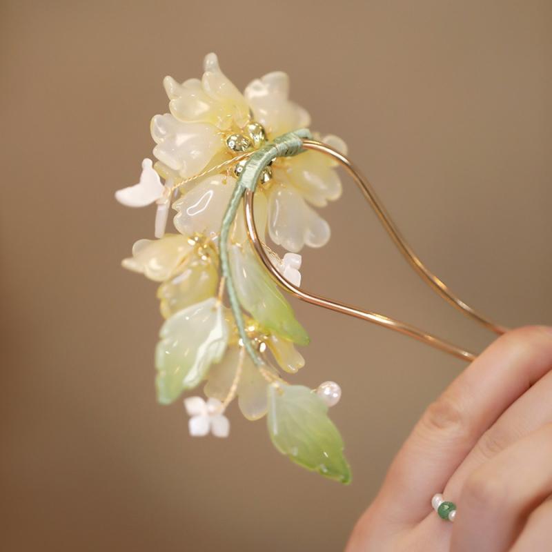 Horquilla Peonía Forma U Para Mujer Vintage Estilo Chino Flor Palo Para el Cabello Joyería de Metal Hecha a Mano Accesorio para el Cabello Peine para el Cabello Hanfu