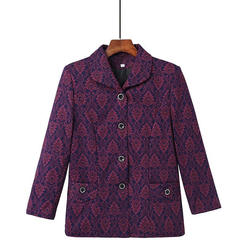Autumn Women's Top with Lining, Year 0 Thin Coat, Old Lady Lapel Gown