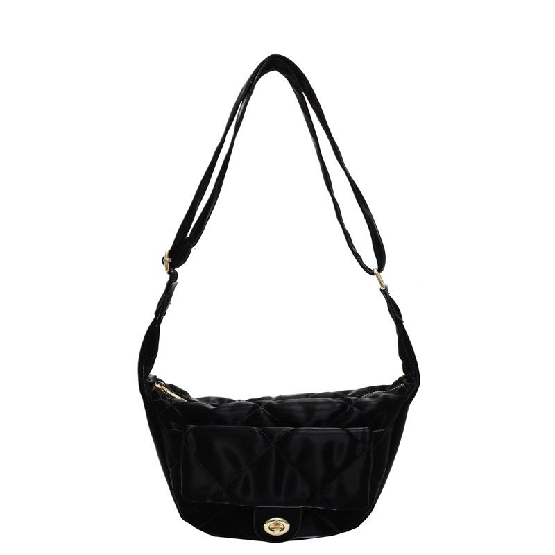 

Autumn and winter niche fashion messenger bag women s new fashion saddle bag casual diamond underarm bag чёрный