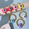 Vintage Cool Resin Blue Evil Eyes Exaggeration Bracelets Round Beaded Bangle Bohemian Jewelry Women Trend Popular Trend Bracelet