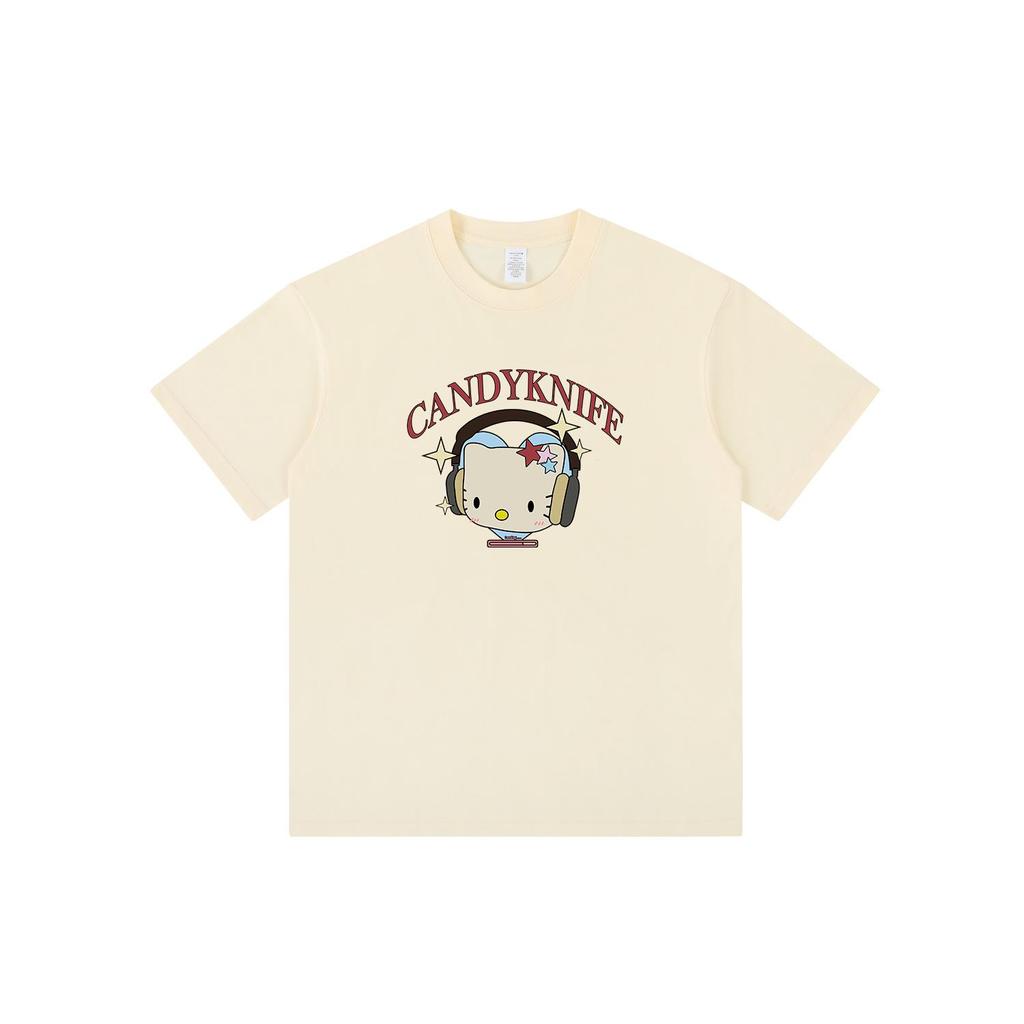 Unisex American Retro Cartoon Kitten Heavyweight Crew Neck T-Shirt