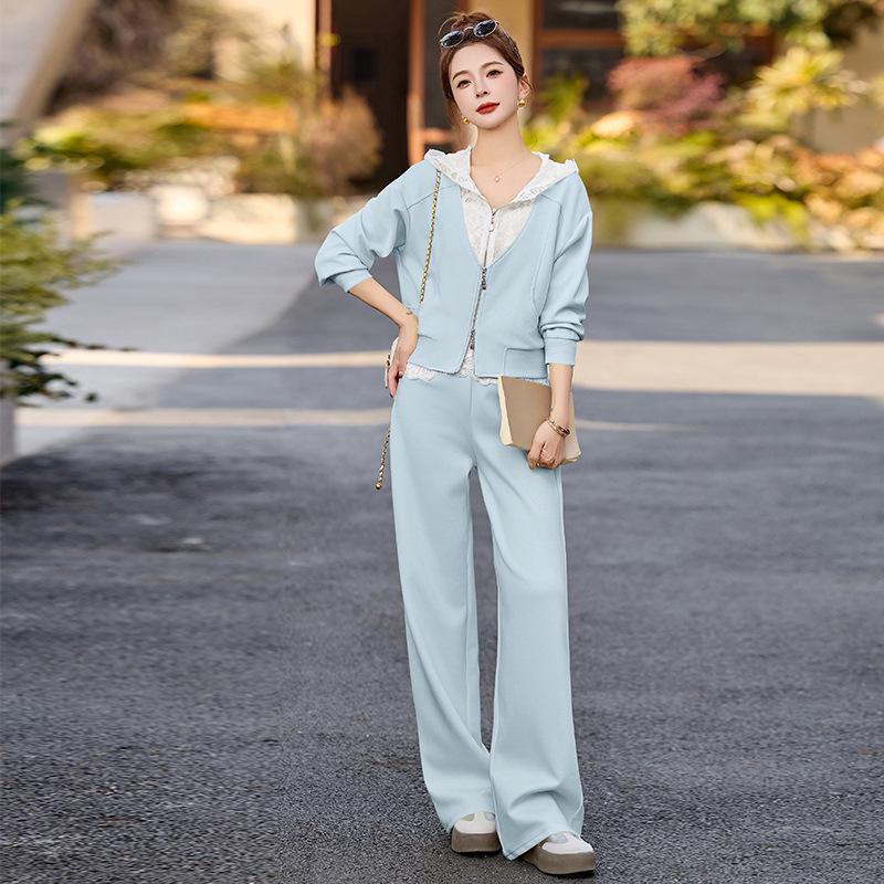 Spring 2025 Fashion: Small Fragrant Lace Patchwork Jacket & Long Pants Set