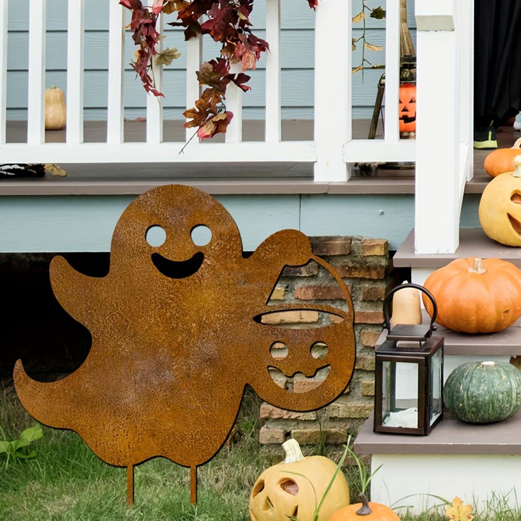 1Pc Iron Halloween Garden Decoration Ground Plug, Horror Decoration, Suitable for Patio, Garden or Courtyard Decoration, Halloween Decn, Modern Style,