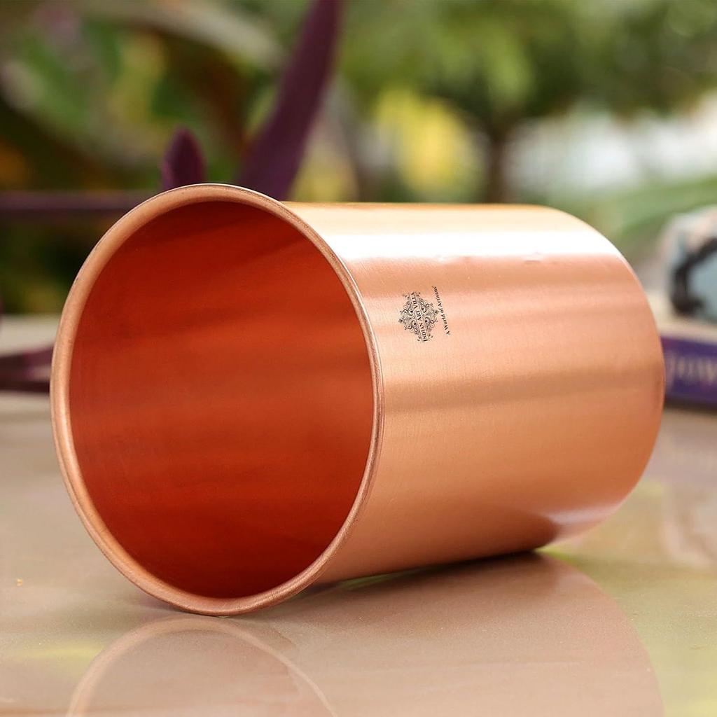 Pure Copper Plain Lacquer Coated Glass - Durable Ayurvedic Drinkware for Water, Health Benefits, Stylish Tableware for Home & Office, Set of 4