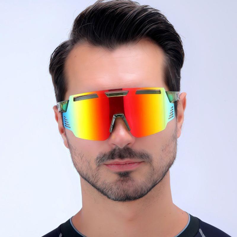 New Colorful Cycling Glasses For Men And Women Uv Sunglasses One-Piece Large Frame Outdoor Sports Sunglasses 6053