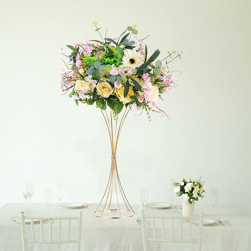 2 SZT. Złoty Kolor Żelazne Wazony na Kwiaty Ślubne Stojaki na Kwiaty Dekoracje Stołu Centralny Element Stojak na Kwiaty Dekoracje Domowe