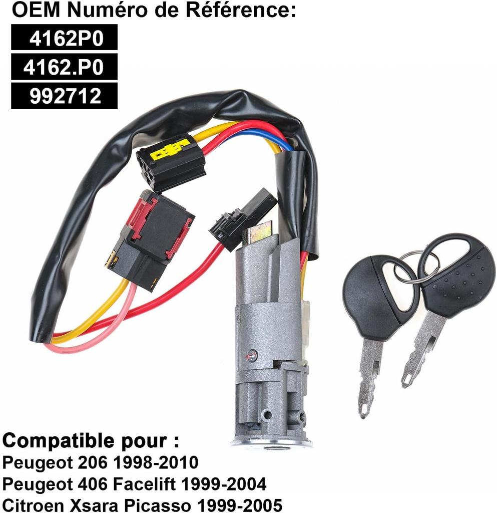 Steering Lock Ignition Lock for Peugeot 206, 406, Citroën Xsara Picasso With 2 Keys